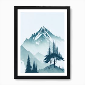 Mountain And Forest In Minimalist Watercolor Vertical Composition 116 Art Print