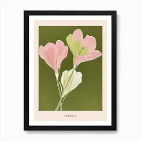 Pink & Green Freesia 2 Flower Poster Art Print