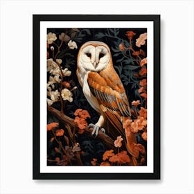 Dark And Moody Botanical Barn Owl 4 Art Print