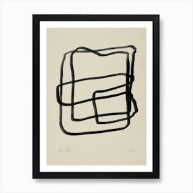 Black Thick Lines On Beige Art Print