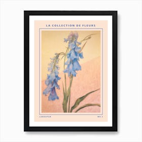 Larkspur 2 French Flower Botanical Poster Art Print