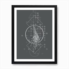 Vintage Normal Spadice of the Palm Botanical with Line Motif and Dot Pattern in Ghost Gray n.0114 Art Print