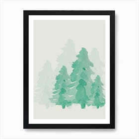 Watercolor Of Pine Trees Art Print