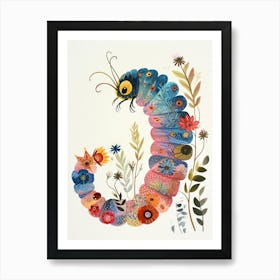 Colourful Insect Illustration Catepillar 8 Art Print