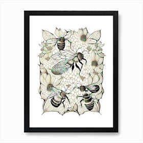 Worker Bees 3 William Morris Style Art Print