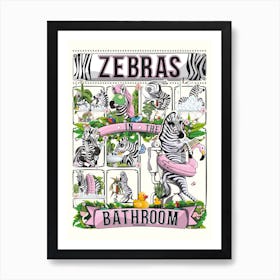 Zebras In The Bathroom Art Print