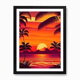 Hawaii Retro Sunset 1 Art Print