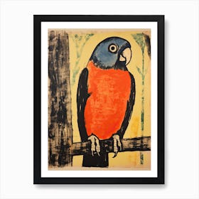 Parrot, Woodblock Animal  Drawing 2 Art Print