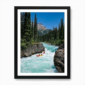 A River Carving Through A Wilderness Of Mountains Lush With Greenery And Dense Forests Waterfall C Art Print