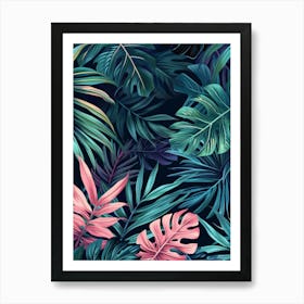 Tropical Leaves Seamless Pattern 32 Art Print