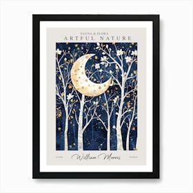 William Morris Night Moon Trees Botanical Exhibition Art Print