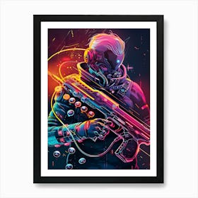 Neon Gaming Sci-Fi Art Art Print