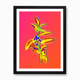 Neon Tea Tree Botanical in Hot Pink and Electric Blue n.0374 Art Print