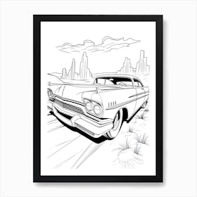 Radiator Springs (Cars) Fantasy Inspired Line Art 1 Art Print