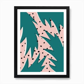 Tropical Leaves and Polka Dots Abstract Art Print Art Print