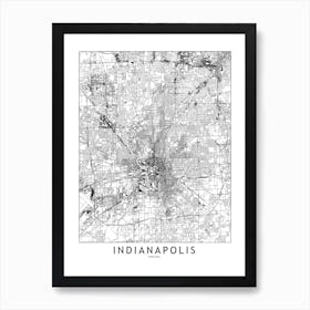 Indianapolis White Map Art Print