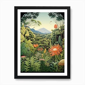 Kirstenbosch National Botanical Garden Sa Henri Rousseau Style 1 Art Print