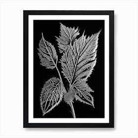 Touch Me Not Leaf Linocut 2 Art Print