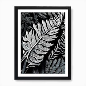 Pine Needle Leaf Linocut 2 Art Print