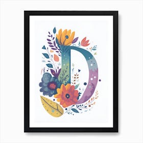 Colorful Letter D Illustration 8 Art Print