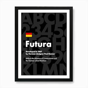 Futura font poster, 1957 — design typography poster Art Print