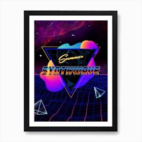 Neon synthwave horizon #1 [synthwave/vaporwave/cyberpunk] — aesthetic retrowave neon poster Art Print