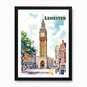 Leicester Retro Vintage Travel V 02 Art Print