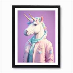 Unicorn Wearing Jacket Art Print