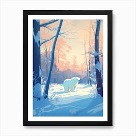 Winter Polar Bear 4 Illustration Art Print