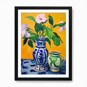 Flowers In A Vase Still Life Painting Periwinkle 4 Art Print