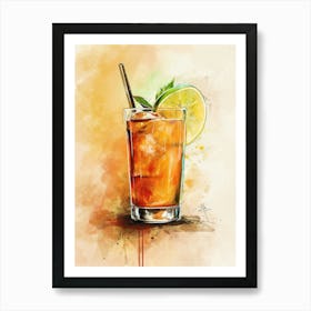 Cocktail Watercolour Inspired 4 Art Print