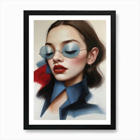 Portrait Of A Woman Wearing Sunglasses Art Print