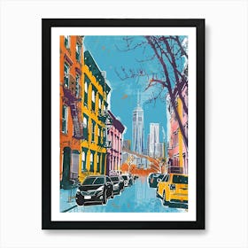 Williamsburg New York Colourful Silkscreen Illustration 3 Art Print