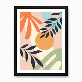 Abstract Painting With Leaves 1 Art Print