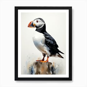 Digital Puffin Watercolor Art Art Print