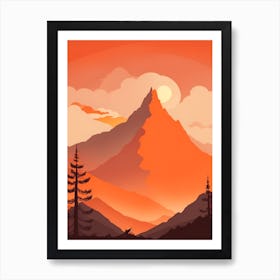 Misty Mountains Vertical Composition In Orange Tone 314 Art Print