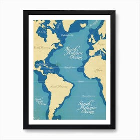 Vintage nautical world map Art Print