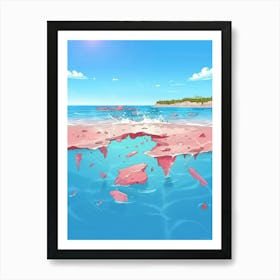 Pink Sand Beach Vector Illustration Art Print