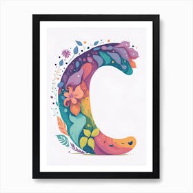 Colorful Letter C Illustration 32 Art Print