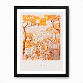 Marbella Spain Orange Drawing Poster Poster