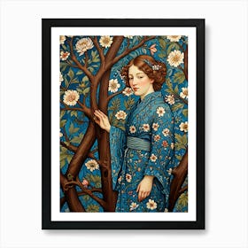 William Morris Girl In A Blue Dress Art Print