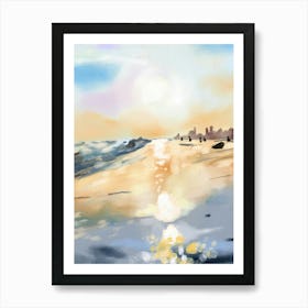 Beautiful sea side in oil Painting Art Print