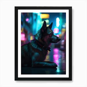 Neon Dog In The City 1 Art Print