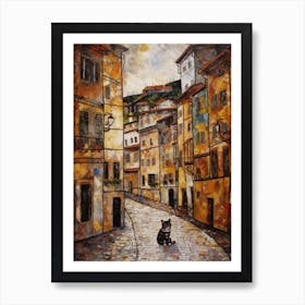 Painting Of Vienna With A Cat In The Style Of Gustav Klimt 3 Art Print