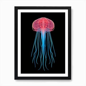 Turritopsis Dohrnii Importal Jellyfish Neon Illustration 3 Art Print
