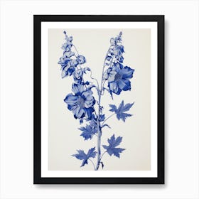 Blue Botanical Delphinium 2 Art Print