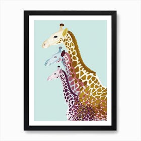 Giraffes in Mint Art Print