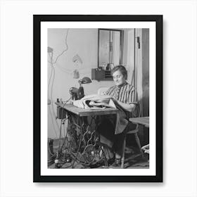 Woman At Sewing Machine In New York Tailor Shop On University Place Near 11th Street By Russell Lee Art Print