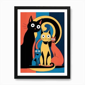 Cats In A Circle Art Print