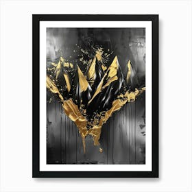 Gold And Black Mountains 7 Art Print